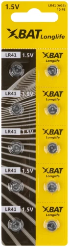 Батарейка щелочная, 1.5 В, тип АG3, 10 шт. xbat LR41 — фото 2