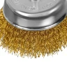 Щетка для дрели, 75 мм, "чашка" со шпилькой, латунированная витая проволока Matrix 74478 — фото 4