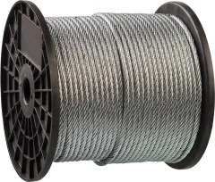 Стальной трос, свивка 6 x 7 + FC, 3 мм, L 200 м, ЗУБР DIN 3055 4-304110-03