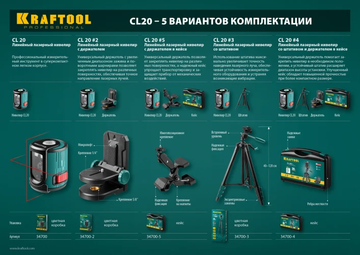 Лазерный нивелир, KRAFTOOL CL 20 #5 34700-5 — фото 14