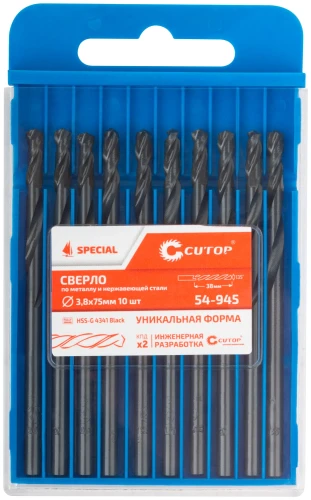 Сверло по металлу Special, HSS-G, 3,8 х 75/38 мм (10 шт) CUTOP 54-945 — фото 3
