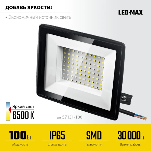 Светодиодный прожектор, 100 Вт, 6500K, IP 65, STAYER LED-MAX 57131-100_z03 — фото 3