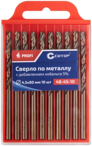 Сверло по металлу Profi с кобальтом 5%, 4,5 x 80 мм (10 шт) CUTOP 48-45-10 — фото 3