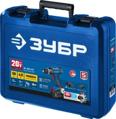 Кейс, 20 В, 50 Н·м, 2 АКБ (4 А·ч), дрель-шуруповерт, ЗУБР Т7 DL-201-42