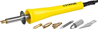 Пайки и резки, 30 Вт, 3 в 1, в наборе: 5 насадок + термонож, прибор для выжигания, STAYER MAXTerm 45221 — фото 1