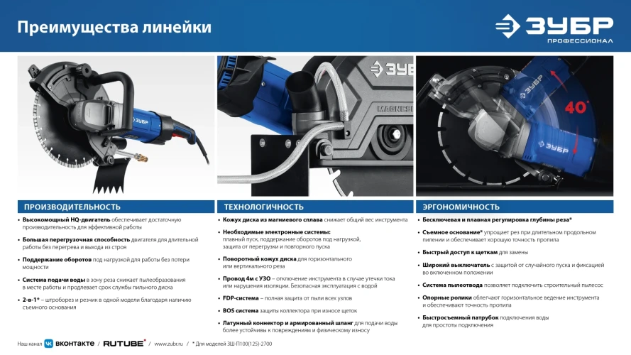 Электрический резчик по бетону, (РЭУ-2700-300), d 305 мм, 2700 Вт, 100 мм, ЗУБР РЭ-2700-300 — фото 11
