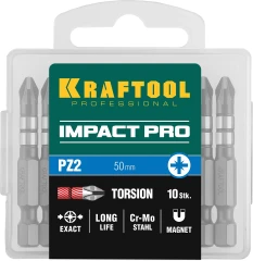 Ударные биты, 50 мм, 10 шт, KRAFTOOL Impact PZ2 26193-2-50-S10