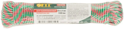 Шнур полипропиленовый с сердечником 4 мм х 20 м, р/н= 110 кгс FIT 68470 — фото 1