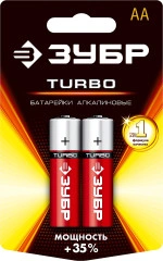 Алкалиновая батарейка, АА х 2, 1.5 В, ЗУБР TURBO 59213-2C_z01