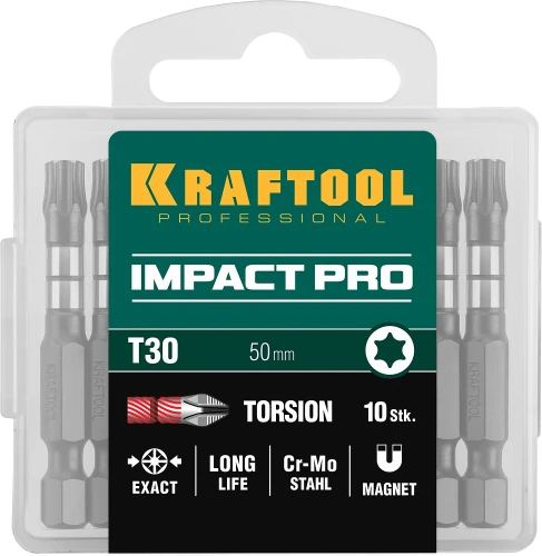 Ударные биты, 50 мм, 10 шт, KRAFTOOL Impact TX30 26195-30-50-S10 — фото 2