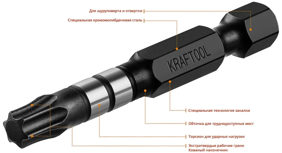 Ударные биты, 50 мм, 10 шт, KRAFTOOL Impact TX30 26195-30-50-S10 — фото 4