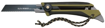 OLFA WORKS FK1 FIELD KNIFE универсальный нож со сменным серрейторным лезвием для сложных материалов OW-FK1-OD — фото 1