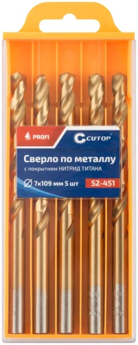 Сверло по металлу Profi с титановым покрытием, 7х109 мм (5 шт) CUTOP 52-451 — фото 3