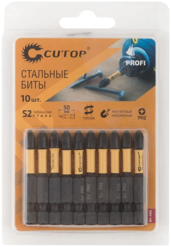 Набор торсионных бит, 10 шт., Profi Plus, PH2, 50 мм CUTOP 84-494 — фото 3