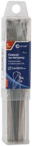 Сверло по металлу удлиненное Profi с кобальтом 5%, 5,5 х 139 мм (10 шт.) CUTOP 48-55-139 — фото 3