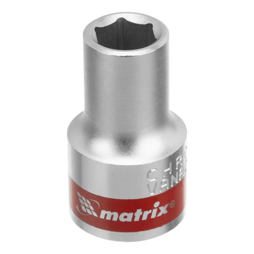 Головка торцевая, 10 мм, шестигранная, CrV, под квадрат 1/2, хромированная Matrix 13110 — фото 1