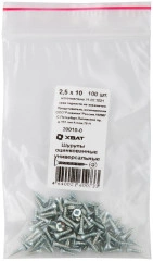 Шурупы оцинкованные, универсальные 2,5 х 10 100 шт Фасовка XВАТ 20010-0