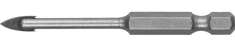 Сверло по стеклу и кафелю, 3 мм, 2х кромка, HEX 1/4, ЗУБР 29840-03 — фото 1