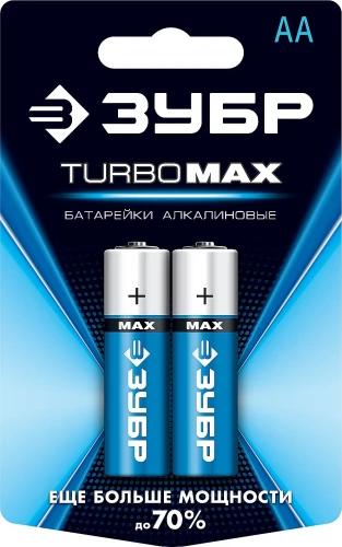 Алкалиновая батарейка, АА х 2, 1.5 В, ЗУБР TURBO-MAX 59206-2C_z01 — фото 1