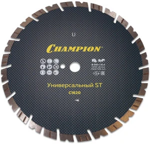 Диск алмазный универсальный ST 350/25,4/14 Fast Gripper (бетон, кирпич, тротуарная плитка) Champion C1620