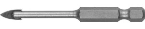 Сверло по стеклу и кафелю, 4 мм, 2х кромка, HEX 1/4, ЗУБР 29840-04