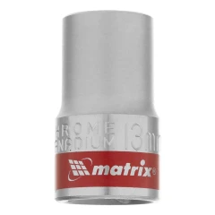Головка торцевая, 13 мм, шестигранная, CrV, под квадрат 1/2, хромированная Matrix 13113