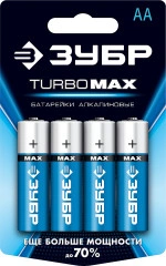 Алкалиновая батарейка, АА х 4, 1.5 В, ЗУБР TURBO-MAX 59206-4C_z01