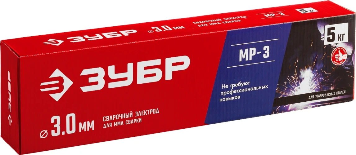 Электрод сварочный, Д 3.0 х 350 мм, 5 кг в коробке, МР-3 рутиловый, ЗУБР 40015-3.0 — фото 2