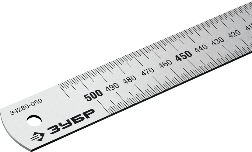 Усиленная нержавеющая линейка, длина 0.50 м, ЗУБР Про-50 34280-050 — фото 3