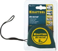 Рулетка, 8 м х 25 мм, KRAFTOOL Grand 34022-08-25