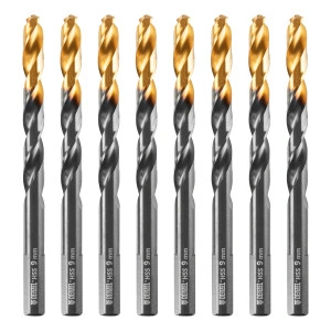 Сверло по металлу, 9 мм, HSS-Tin, Golden Tip, 8 шт. DENZEL 717221