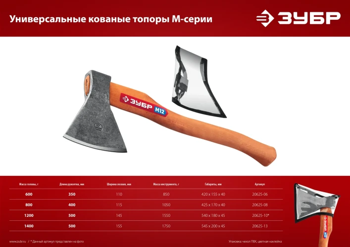 Универсальный кованый топор, 1200/1550 г, 500 мм, ЗУБР 20625-10_z02 — фото 6