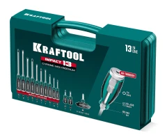 Набор ударных отверток, IMPACT 13 шт, сквозной стержень Cr-Mo, KRAFTOOL 25035