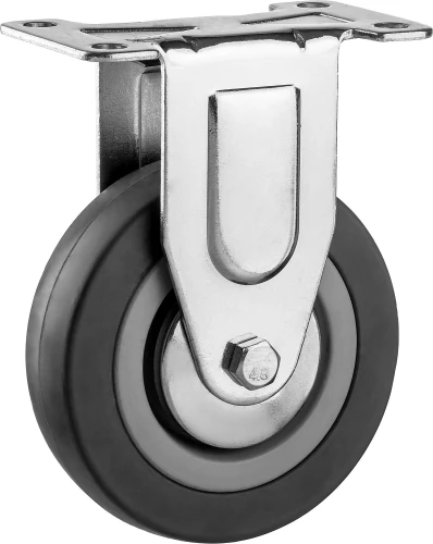 Неповоротное колесо, d 100 мм, г/п 65 кг, резина/полипропилен, ЗУБР 30956-100-F — фото 1