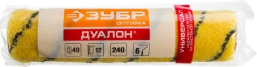Малярный ролик, 40 х 180 мм, бюгель 6 мм, ворс 12 мм, полиэстер, все виды ЛКМ, ЗУБР ОПТИМА-ДУАЛОН 02518-18 — фото 2