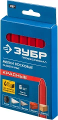 Разметочные восковые мелки, 6 шт, ЗУБР красные 06330-3