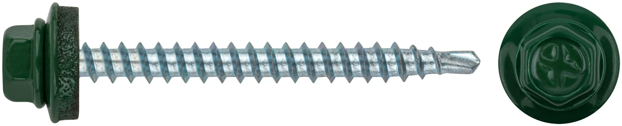Шурупы кровельные со сверлом 4.8 х 50 RAL 6002 зеленый 100 шт. Фасовка XВАТ 23542-0 — фото 1