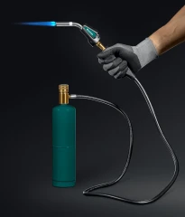 Газовая горелка Blue Fire, со шлангом 1.4м с пьезоподжигом на баллон турбо нагрев + 30% 2000°C, KRAFTOOL KS-8000 55512