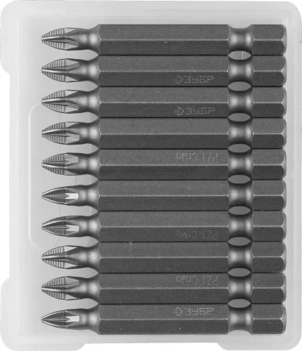 Кованые биты, 10 шт, PZ1, 50 мм, ЗУБР 26003-1-50-10 — фото 1