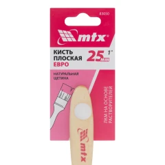 Кисть плоская "Евро" 1", натуральная щетина, деревянная ручка MTX 83051