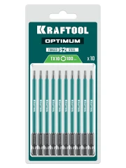 Биты, 100 мм, 10 шт, KRAFTOOL OPTIMUM TX 10 26126-10-100-S10