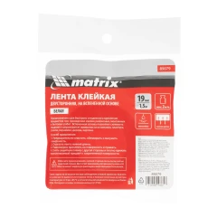 Лента клейкая на вспененной основе, двусторонняя, белая, 19 мм х 1.5 м Matrix 89079