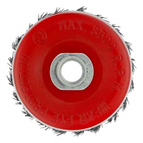 Щетка для УШМ Heavy Duty, 80 мм, М14, "чашка", крученая проволока 0.5 мм Matrix 74670 — фото 3