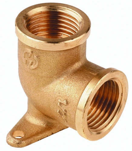 Уголок с креплением к стене, 1/2", латунь, GENERAL FITTINGS гайка/гайка 51076-G/G-1/2 — фото 1