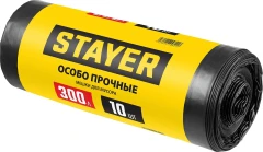 Строительные мусорные мешки, 300 л, 10 шт, черные, особопрочные, STAYER HEAVY DUTY 39157-300