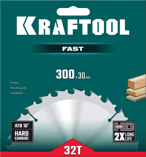 Пильный диск по дереву, 300 х 30 мм, 32Т, KRAFTOOL Fast 36950-300-30 — фото 2
