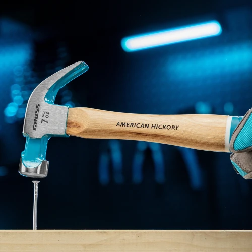 Молоток-гвоздодер, 200 г, угол 45, магнит, обрезиненная рукоятка American hickory GROSS 10414 — фото 9