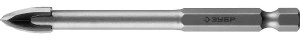 Сверло по стеклу и кафелю, 10 мм, 4х кромка, HEX 1/4, ЗУБР 29845-10_z01