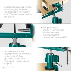 Шарнирно-поворотные тиски, 75 мм, KRAFTOOL Precision 32711-75