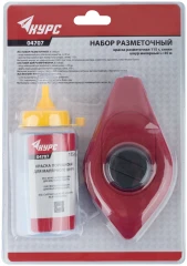 Шнур малярный отбойный, ABS пластиковый корпус 30 м + краска разметочная 115 гр. КУРС 4707